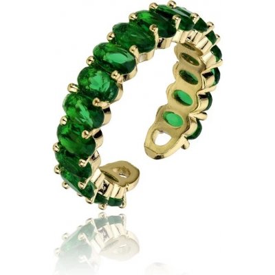 Marc Malone pozlacený prsten se zelenými zirkony Arabella Green Ring MCR23048G
