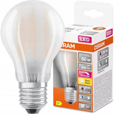 Osram LED žárovka LED E27 A60 5,8W = 60W 806lm 2700K Teplá bílá 300° CRI90 Filament Stmívatelná SUPER STAR+ OSRSTALL2205 – Hledejceny.cz