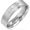 Prsteny Šperky eshop ocelový kroužek s matným středovým pásem "I LOVE U" BB07.19