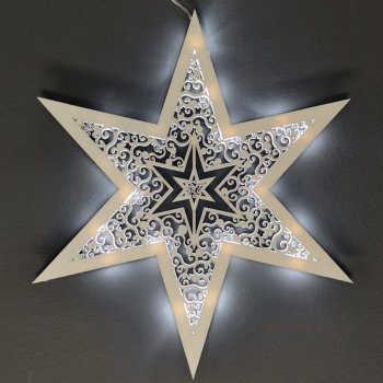 AMADEA Dřevěná svítící dekorace hvězda s LED osvětlením 35 cm