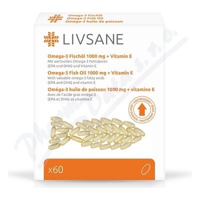 Livsane Omega3 rybí olej + Vitamin E 60 kapslí