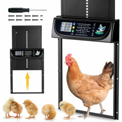 Sea&Mew Consulting GmbH Automatická dvířka do kurníku ručně ovládané nebo s LED displejem |VAYALT, Barvy a parametry Černá – Zboží Mobilmania