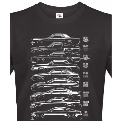 Bezvatriko.cz pánské tričko Ford Mustang History Silhouette Canvas pánské tričko s krátkým rukávem 1868 černá