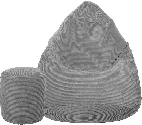 TopKing Sedací vak + podnožník XL manšestr Lincoln šedý 125 cm