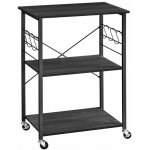 Kuchyňský vozík s 3 policemi a háčky černý 60x40x84 cm – Zboží Dáma