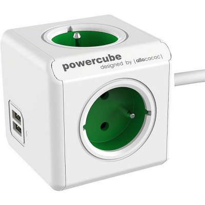 ALLOCACOC Rozbočka PowerCube EXTENDED 1,5m dlouhý kabel zásuvka 4x 250V/16A+2 USB porty zelená 8718444085812 – Hledejceny.cz