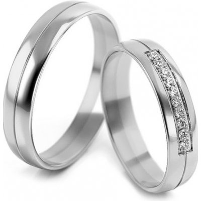 iZlato Forever Svatební prsteny z bílého zlata se zirkony STOB318VA – Zboží Mobilmania