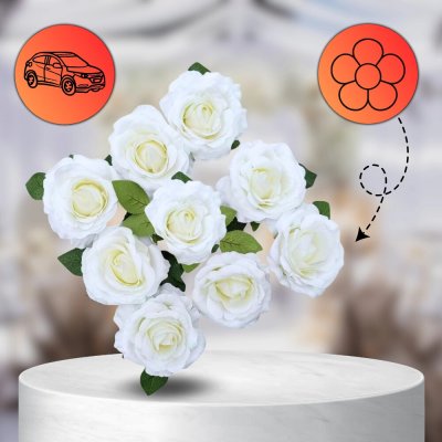 Dekorace auta květiny ecru – Hledejceny.cz