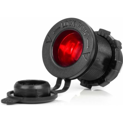 Vodotěsná zásuvka do autozapalovače s ČERVENÝM LED podsvícením 12/24V AMIO-04219, , , – Zboží Živě