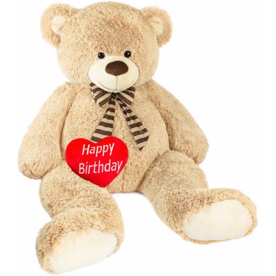BRUBAKER Obří XXL medvěd 1,5 m vysoký béžový s srdcem Happy Birthday – Zboží Mobilmania