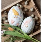 Dekorace bílé vajíčko s květy a ptáčkem Ø 13*16 cm – Hledejceny.cz