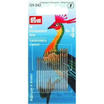 Jehly vyšívací jemné, velikost 3-9, 16ks – Zboží Dáma