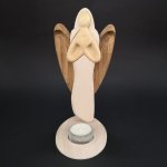 AMADEA Dřevěný svícen anděl se srdcem, barevný, masivní dřevo, výška 25 cm – Hledejceny.cz