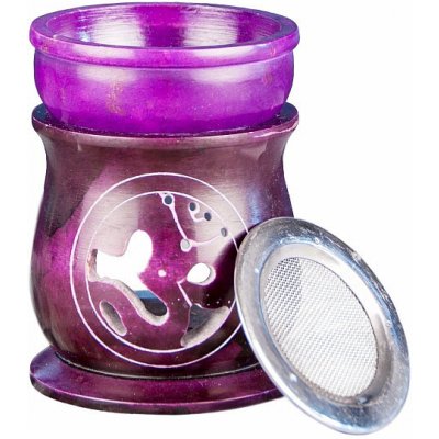 Nefertitis Aroma lampa kadidelnice z mastku se symbolem Óm fialová NF23001 výška 10 cm – Zboží Dáma