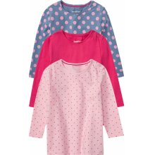 Lupilu Dívčí triko s dlouhými rukávy 3kusy (puntíky světle růžová růžová modrá