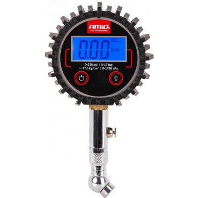 Amio 04464 Pneuměřič digitální s otočnou hlavicí a resetovacím ventilem 17 bar – Zboží Mobilmania
