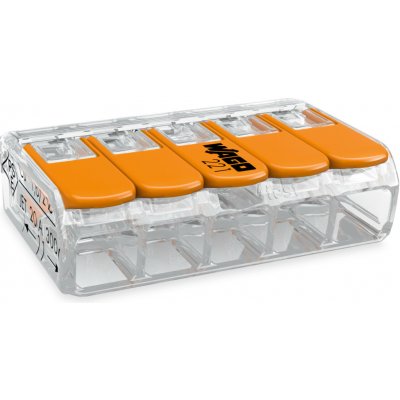 WAGO Svorka krabicová 221-415 páčková spojovací pro všechny druhy vodičů 5 x 4 mm², oranžová/transparentní 221-415 – Hledejceny.cz