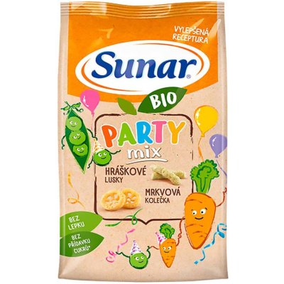 Sunar BIO Party mix hráškové a mrkvové dětské křupky 45 g – Zboží Mobilmania