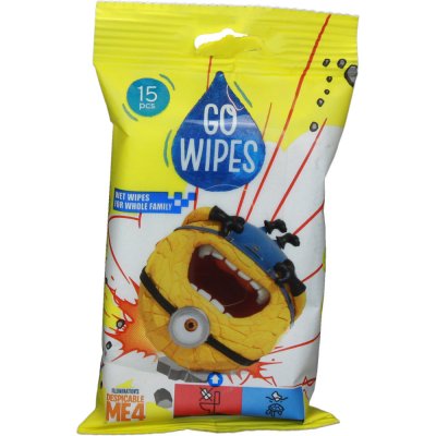 GoWipes vlhčené ubrousky s motivem Mimoň s antibakteriálním účinkem 15 ks – Zboží Dáma