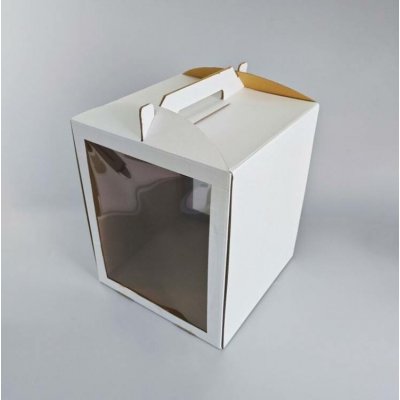 Cake Star Dortová krabice CINDY pevná bílá se dvěma okny a úchytem (33 x 33 x 40 cm) – Zboží Dáma