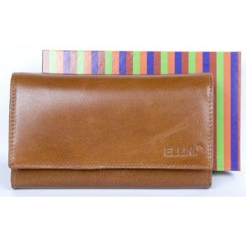 ELLINI Kožená dámská peněženka tmavěhnědá ADE-21-063M