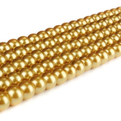 Voskované perly - zlaté - Ø 8 mm - 10 ks – Zboží Dáma