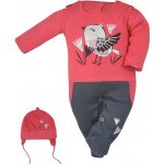 Koala 3-dílná bavlněná dětská souprava Birdy tmavé růžová – Zboží Dáma