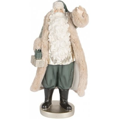 Clayre & Eef Béžovo-zelená dekorace Santa v kožichu a dárky - 20*15*42 cm – Hledejceny.cz