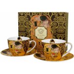 GUSTAV KLIMT DUO Porcelánové šálky na kávu a čaj s podšálky ART GALLERY THE KISS 2 x 250 ml – Zboží Mobilmania