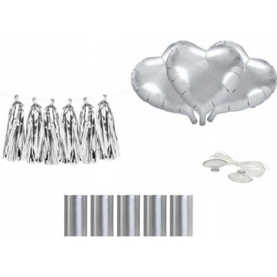 Sada dekorací na auto - Srdce, stříbrná – Zboží Dáma