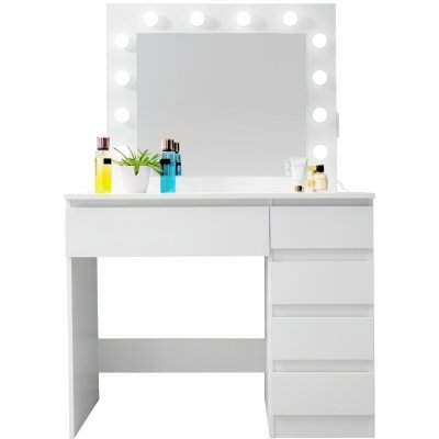 Aga Toaletní stolek se zrcadlem, osvětlením a el.zásuvkou MRDT06-MW-S Matný bílý