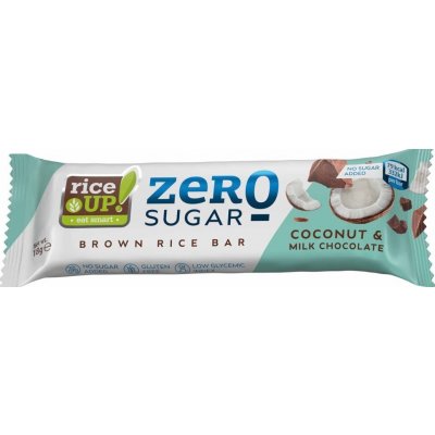 Rice Up Zero Bezlepková rýžová tyčinka s mléčnou čokoládou s kokosovou příchutí bez přidaného cukru 18 g – Zboží Dáma