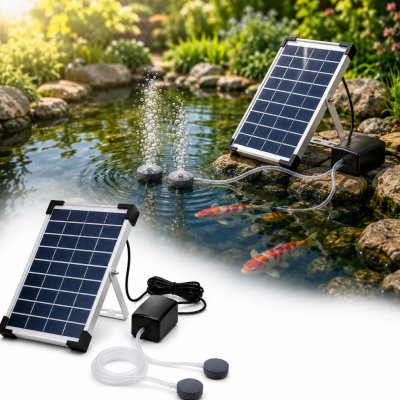 Fapiere Solární provzdušňovač jezírka AP206 – 2400 mAh baterie, 2 režimy, 5 W panel – Hledejceny.cz