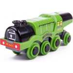 Bigjigs Rail Elektrická lokomotiva Flying Scotsman zelená – Zboží Mobilmania