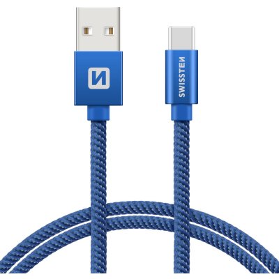 Swissten 71521108 USB 2.0 typ A na C, USB 2.0, zástrčka A - zástrčka C, opletený, 0,2m, modrý – Zbozi.Blesk.cz