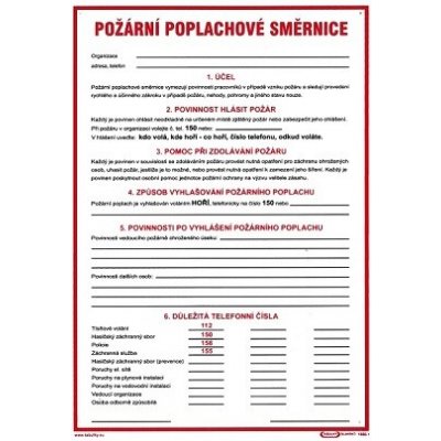 Požární poplachová směrnice 210x297mm - plastová tabulka – Zbozi.Blesk.cz