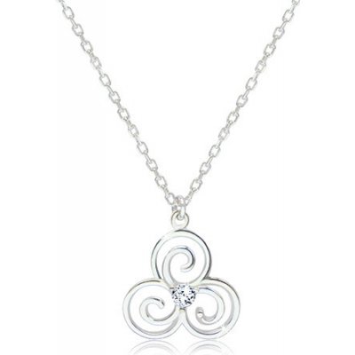 Šperky eshop Lesklý ze stříbra keltský symbol Triskelion s čirým zirkonem G19.15 – Sleviste.cz