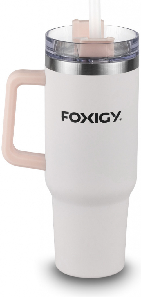 Foxigy Termohrnek do auta s brčkem 1200 ml Baby pink