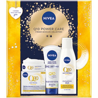 Nivea Face Q10 denní krém 50 ml + Pleťové mléko 200 ml + krém na ruce 100 ml dárkové balení – Hledejceny.cz
