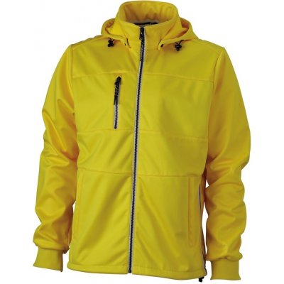 James & Nicholson pánská sportovní softshellová bunda JN1078 Slunečně žlutá / tmavě modrá / bílá – Zboží Mobilmania