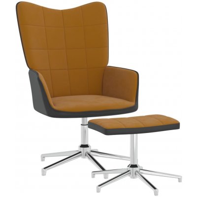 vidaXL 327872 relaxační se stoličkou hnědé samet a PVC