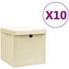 Úložný box Shumee Úložné boxy s víky 10 ks 28 x 28 x 28 cm krémové