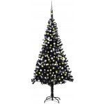 zahrada-XL Umělý vánoční stromek s LED a sadou koulí černý 240 cm PVC – Hledejceny.cz