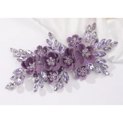 B-TOP Spona/ klip do vlasů s fialovými květy a krystaly – Zboží Dáma