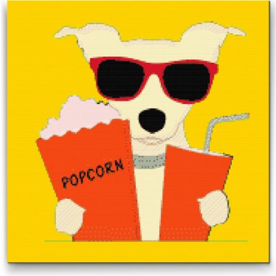 Vymalujsisam.cz Diamantové malování Popcorn Dog 50 x 50 cm pouze srolované plátno diamanty kulaté – Zbozi.Blesk.cz