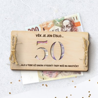Dřevia Dárková obálka na peníze - Věk s vlastním textem – Zboží Dáma