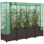 vidaXL Vyvýšený záhon se skleníkem ratanový vzhled 160 x 40 x 138 cm Hnědá – Hledejceny.cz