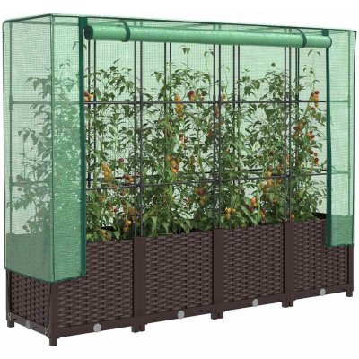 vidaXL Vyvýšený záhon se skleníkem ratanový vzhled 160 x 40 x 138 cm Hnědá – Hledejceny.cz