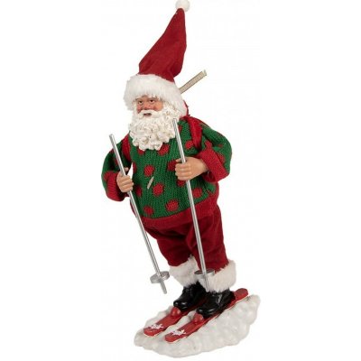 Clayre & Eef Červená vánoční figurka Santa Claus na lyžích - 15*13*28 cm – Hledejceny.cz