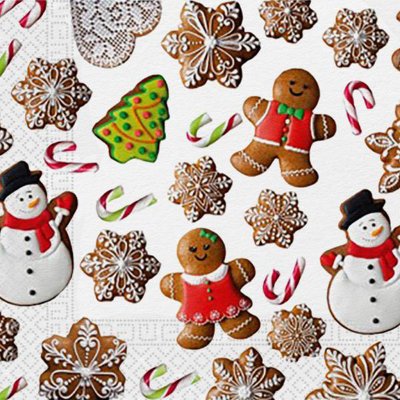 Procos Vánoční papírové ubrousky 3 V perníčky 33x33cm 20ks – Zboží Dáma